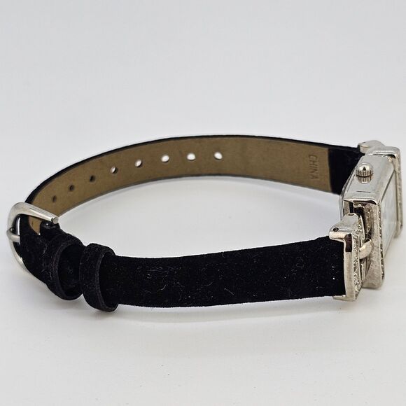 20MM Women's Watch Cream Dial Black Suede Leather Bands New Battery - Picture 9 of 14